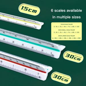 30cm 삼각형 눈금자 건축가 엔지니어 학생용 도면 측정 도구 직선 눈금자 문구 용품