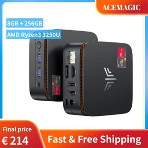 ACEMAGIC 미니 PC AMD Ryzen 3 3250U 8GB 램 256GB SSD 윈도우 11 프로 듀얼 4K HDMI DP 소형 데스크탑 컴퓨터 저전력 저소음 가정용