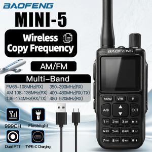 1/2PCS BAOFENG MINI-5 워키 토키 업그레이드 UV-5R 미니 2200mAh 배터리 블루투스 프로그래밍 AM/FM 듀얼 PTT TYPE-C 충전기 햄