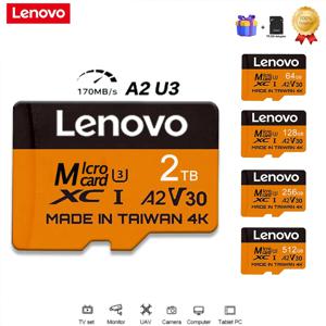 레노버 2TB 고속 V30 A2 4K SD 카드 512GB 256GB 128GB 메모리 카드 1TB 마이크로 TF SD 어댑터 스마트폰/태블릿/PC 겸용