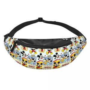 커스텀 M-미키 애니메이션 M-마우스 패니백 만화 크로스바디 허리팩 여성 남성 사이클링 캠핑 폰 머니 파우치