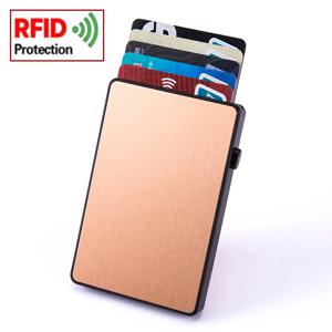 YUECIMIE 골드 얇은 팝업 ID RFID 카드 홀더 남성용 슬림 남성용 카드 지갑 RFID 크리 에이 티브 신용 카드 케이스 여성용 여성용