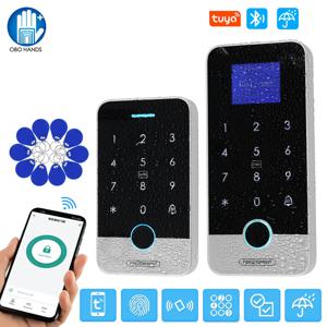블루투스 Tuya APP 스마트 지문 RFID 액세스 제어 키패드 터치 IP65 방수 13.56MHz 도어 오프너 열쇠가없는 잠금 시스템