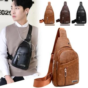 남성용 PU 가죽 체스트백, 비즈니스 크로스바디 백, 블랙 체스트팩, 캐주얼 슬링백, 남성 숄더백, 메신저백, 신제품