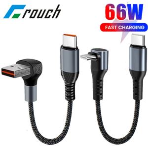 Crouch 90도 짧은 케이블 USB 유형 C 유형 C 6A 66W 빠른 충전 25CM 50CM 전원 은행 USB C 케이블 for iphone Huawei Xiaomi