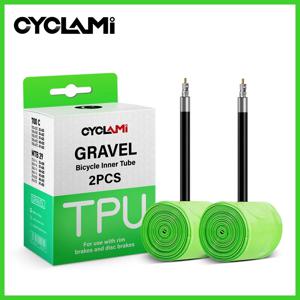 CYCLAMI 초경량 로드 MTB 29 자전거 TPU 이너 튜브 타이어 프렌치 밸브 45mm 그래블 700C 32C 35C 37C 40C 47C 슈퍼 라이트 2개