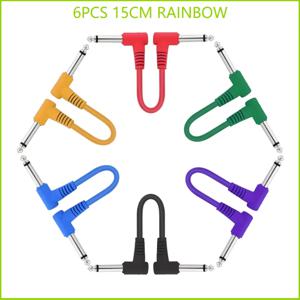 3/6팩 15CM 기타 패치 케이블, 블랙/컬러풀 기타 페달 케이블 이펙트 케이블 코드, 1/4인치 TS 직각 기타 패치 케이블