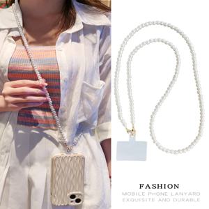 120cm 길이의 진주 폰 스트랩 수제 탈부착 가능 투명 패드 폰 케이스 걸이 체인 패셔너블하고 심플한 디자인