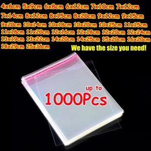 100-1000Pcs OPP 셀프 씰링 투명 비닐 봉투 셀로판 가방 쥬얼리 선물 쿠키 캔디 포장에 대 한 자기 접착제