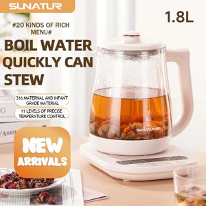 SUNATUR 다기능 건강 주전자, 전기 유리 220V, 우유, 과일, 차, 커피, 물, 800W, 24 시간 보온