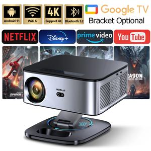 HORLAT T09MAX 구글 TV 4K 프로젝터 40000루멘 WiFi6 BT5.2 리모컨 자동 초점 네이티브 1080P 풀 HD 홈시어터 영화 프로젝터
