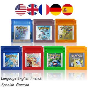 미국/EUR/ESP/FRA/NOE GBC 포켓몬 카트리지 번들 레드/블루/크리스탈/골드/실버/옐로우/그린