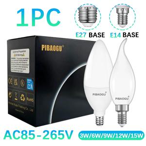 LED 캔들 전구 AC85-265V E14 E27 9W 12W 15W 캔들 전구 천장 조명 홈 데코 LED 조명 거실용