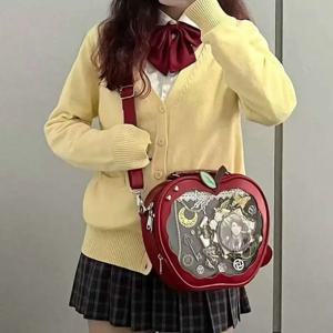 Y2K 새로운 틈새 디자인 Apple Ita 배낭 하라주쿠 소녀 투명 포켓 귀여운 크로스 바디 백 DIY 디스플레이 배낭 패션 핸드백