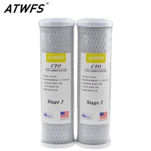 2pcs 범용 워터 필터 활성탄 카트리지 필터, 10 인치 CTO 블록 탄소 필터 정수 시스템