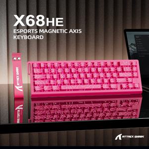 ATTACK SHARK X68HE 마그네틱 키보드 레드 유선 기계식 프로 게임용 0.01mm 래피드 트리거 8000Hz SOCD/Rs 0.125ms 128K 속도