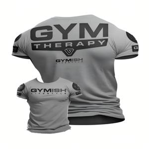 여름 패션 남성 근육 훈련 편지 인쇄 편안하고 통기성이 뛰어난 라운드 넥 티셔츠 야외 캐주얼 스포츠 탑