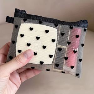 1개 메쉬 투명 화장품 가방 소형 대형 블랙 메이크업 가방 여성 여행용 세면도구 정리함 립스틱 보관 파우치 필통