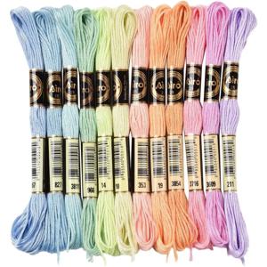12 Skeins 105 야드 자수 치실 크로스 스티치 스레드 6 플라이 잡색의 마카롱 우정 팔찌 문자열 치실 스레드