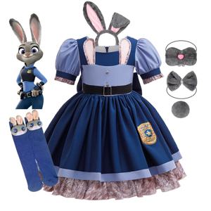 Zootopia 2 주디 버니 의상 소녀를위한 코스프레 드레스 카니발 파티 의류 변장 만화 동물원 롤 플레잉 판타지아 의상