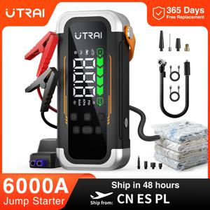 UTRAI 5 in 1 6000A 차량 점프 스타터 150PSI 에어 펌프 PD30W 파워 뱅크 고속 에어플로우 듀얼모드 카약용 차량 배터리 부스터