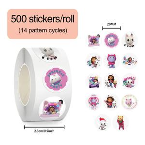 500개/롤 만화 가비의 인형의 집 롤 스티커 그래피티 여행가방 스케이트보드 휴대폰 귀여운 스티커 어린이 데칼 선물