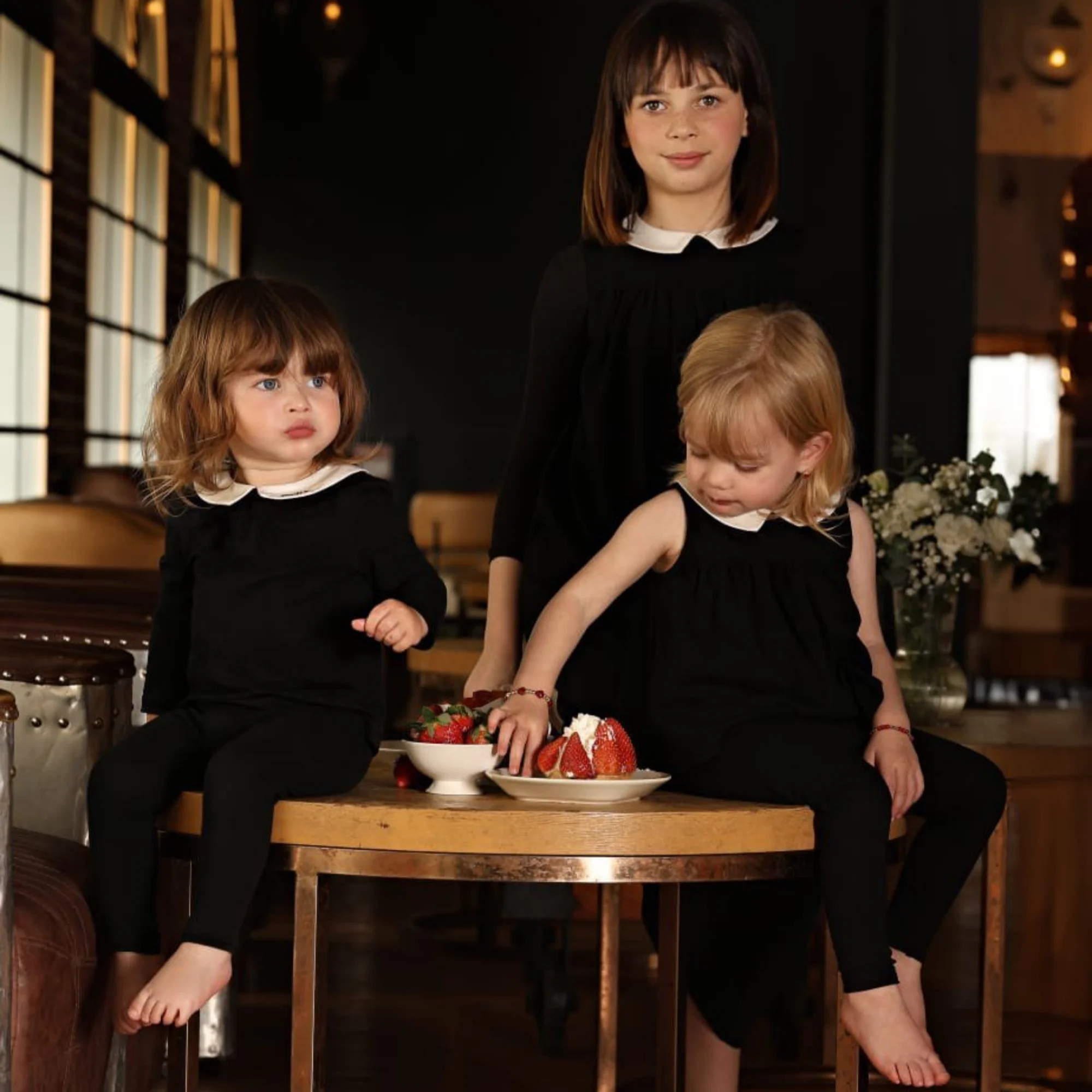 2026 말리의 SS 블랙 자수 파자마 부티크 잠옷 세트 어린이 여아 드레스 나이트가운 아기 남아 세트 의류