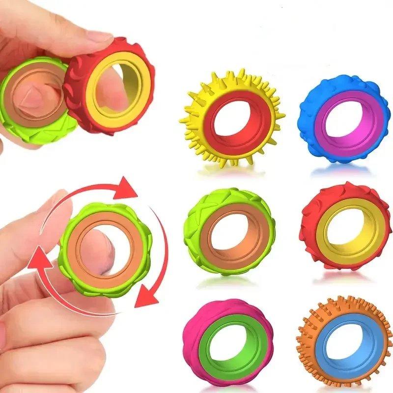 회전하는 피젯 링 감각 자극 손가락 스피너 불안 완화 스트레스 해소 장난감 성인 ADHD 자폐증 조용한 교실 상품 선물