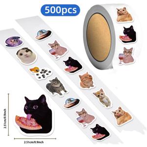 500PCS/롤 접착 테이프 만화 귀여운 고양이 장식 편지 인감 어린이 편지지 노트 보상 스티커