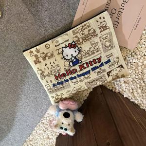 헬로 키티 만화 캔버스 여성용 핸드백, 화장품, 문구류 수납 가방, 학교 시즌 시작을 위한 최고의 선물