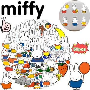 미피 토끼 50개 스티커 고색상 가치 애니메이션 만화 프린팅 창의적인 휴대폰 케이스 데스크탑 방수 장식