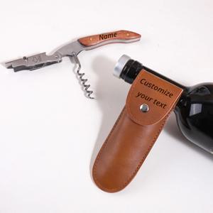 개인 맞춤 이름 와인 오프너 나무 손잡이 맥주 병따개 레이저 각인 선물 포일 커터 맞춤 이름 코르크스크류