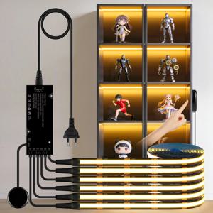 터치 디밍이 가능한 블랙 PCB LED 스트립 캐비닛 장식 램프 1-6Pcs 내장형 COB 테이프, 천장 그릴 패널 벽 백라이트 조명