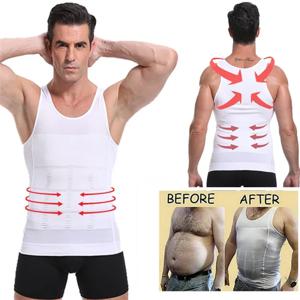 남성 슬리밍 바디 Shapewear 코르셋 조끼 셔츠 압축 복부 배 배꼽 컨트롤 슬림 허리 Cincher 속옷 스포츠 조끼