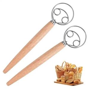 플라스틱 손잡이가있는 1Pc 덴마크어 반죽 털, 스테인레스 스틸 덴마크어 털이있는 반죽 요리 주방용 네덜란드 스타일 빵 털