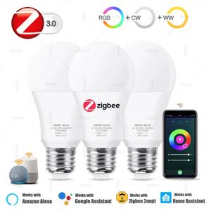 Zigbee E27 Led 전구 Alexa 스마트 Led 램프 RGB CW WW Led 전구 스마트 앱 홈 어시스턴트 Z2M Google Zigbee 3.0 허브와 함께 작동