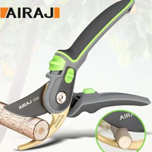 AIRAJ 산업용 등급 전정 가위는 날카롭고 내구성이 뛰어나며 미끄러지지 않는 가위를 갖춘 노동 절약형 원예 도구입니다.