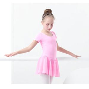 발레 드레스 체조 레오타드 여성용 어린이 반팔 발레 시폰 스커트 레오타드 Bowknot Dancewear 발레 바디 슈트