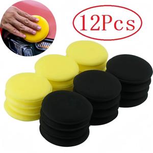 12Pcs 라운드 자동차 왁싱 폴란드어 왁스 폼 스폰지 고밀도 애플리케이터 패드 청소 스폰지 자동 세부 세척 자동차 청소 도구
