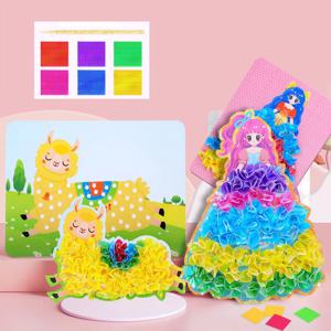 재미 있은 찌르기 펑크 그림 패브릭 아트 광란 어린이를위한 소녀 만화 동물 공주 어린이 DIY Poking Drawing Dress Up Board