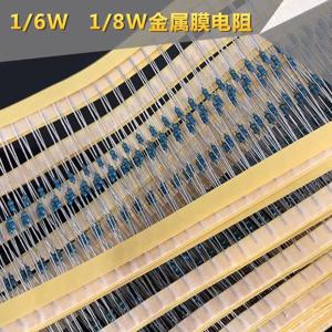 100pcs 1/8Watt 금속 필름 저항기 1/6W 2R 3.3 4.7E 5.1R 9.1R 100 150 180 240K 270 360K 510 560 620 750 820 910K 1R-1M 옴