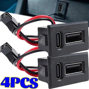 듀얼 타입 C USB 리셉터클 여성 소켓 커넥터 섀시 마운트 2포트 전원 충전 어댑터 자동차 대시보드용 자동차 부품 키트
