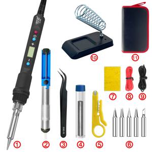 LEFAVOR 80W 디지털 디스플레이 납땜 인두 세트 C/F 전환 온도 조절 100-500C 가정 수리 DIY
