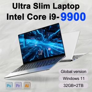 새로운 14.1인치 울트라 슬림 노트북 인텔 코어 i9-9900 32GB 램 2TB SSD 게이밍 오피스 스터디 노트북 윈도우 11 프로 FHD 1920*1080