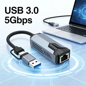 MZX 5000Mbps 네트워크 카드 어댑터 USB 3.0 A 타입 C 5G 2.5G RTL8156 RJ45 Lan 이더넷 유선 기가비트 컨버터 노트북 네트워킹