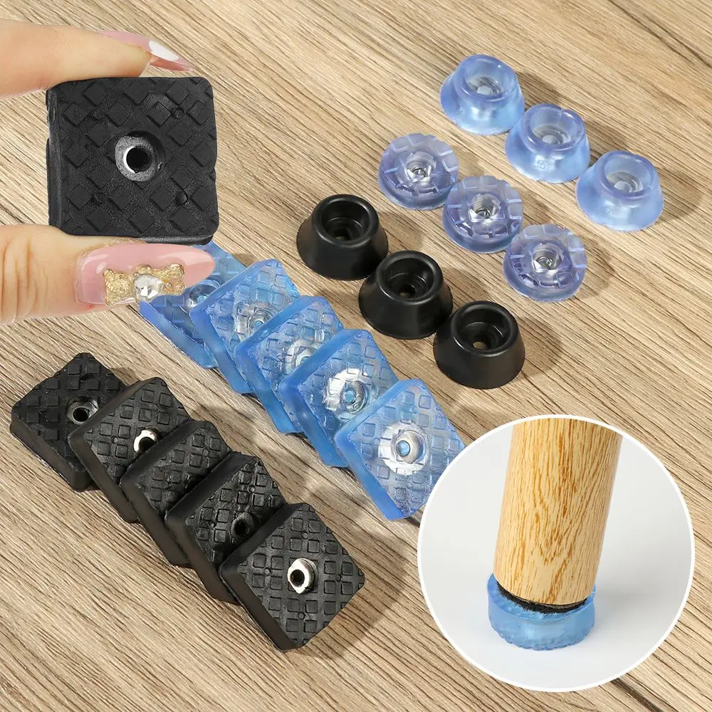 10pcs 고무 미끄럼 방지 의자 다리 캡 피트 패드 소파 발 커버 바닥 가구 다리 나사가있는 비 소음 보호 패드