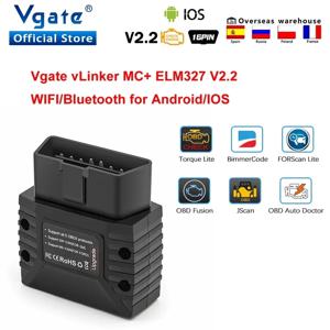 Vgate VLinker MC+ ELM327 V2.2 블루투스 4.0 Wifi 자동차 스캐너 OBD2 자동 진단 도구 OBD 2 스캔 PK ELM 327 V1.5