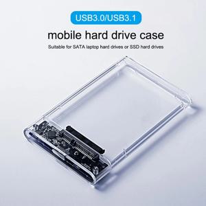 USB 2.0 외장 하드 드라이브 케이스 2.5인치 SATA to USB2.0 UASP 투명 휴대용 하드 드라이브 케이스 2TB HDD 공구 없이 설치 가능한 투명 케이스