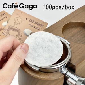 커피 필터 종이 에스프레소 종이 필터 Delonghi Breville Portafilter 공작 기계 용 51mm 53mm 58mm 100pcs 퍽 스크린