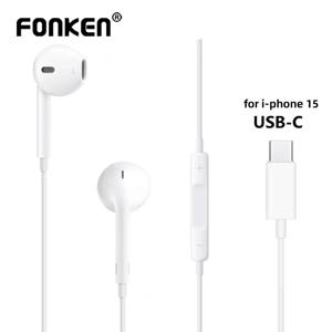 Apple iPhone 15 Pro Max 용 유선 이어폰, Sumsung Onepuls 용 마이크 포함 Xiaomi Redmi Huawei USB C 음악 이어 버드